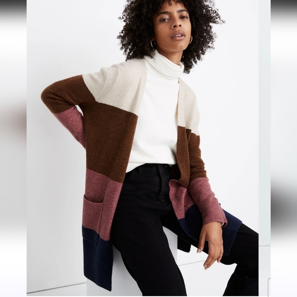 Madewell Womens Kent Striped Colorblocked Coziest Yarn Wool Alpaca Blend Sweater
